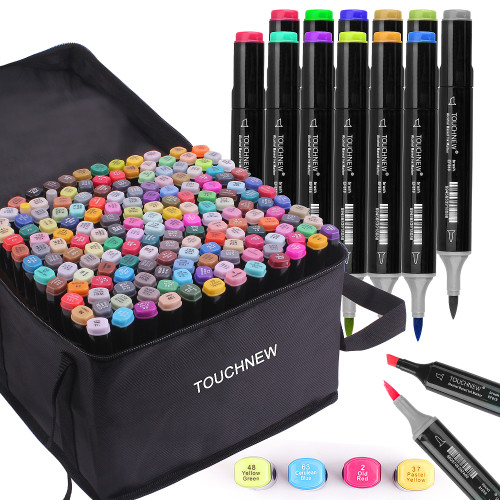 TOUCHNEW Soft Brush Markers 168 Full Color Set Dual Tips Alcohol Based