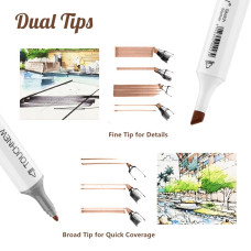 TOUCHNEW T6 24 Color Skin Tone Marker Set Dual Tip Alcohol Based for Portrait Illustration Drawing Coloring