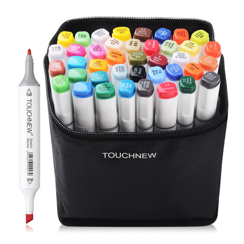 TOUCHNEW T6 Markers 40 Color Animation Design Set for Adult Art Drawing Sketching with Carry Bag