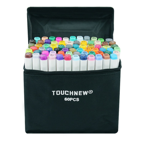 TOUCHNEW T6 Markers 60 Color Animation Design Set for Adult Art Drawing Sketching with Carry Bag
