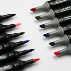 TOUCHNEW Soft Brush Markers 30 Color Standard Set Dual Tips Alcohol Based