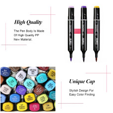 TOUCHNEW Soft Brush Markers 60 Color Standard Set Dual Tips Alcohol Based