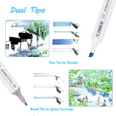 TOUCHNEW T6 Markers 60 Color Animation Design Set for Adult Art Drawing Sketching with Carry Bag