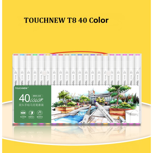TOUCHNEW T8 Twin Marker 40 Color Animation Design Set for Kids Art Drawing